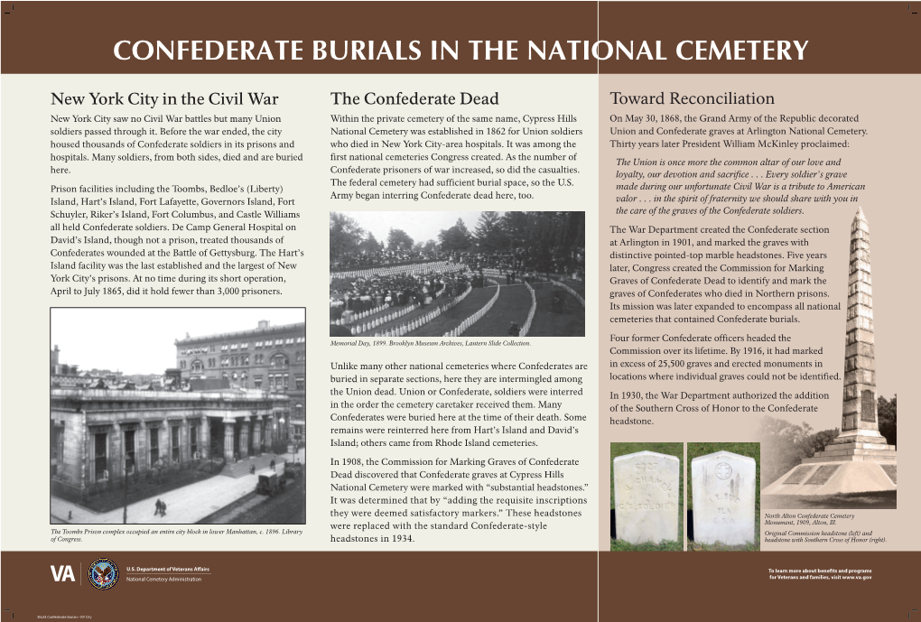 Confederate Burials in the National Cemetery
