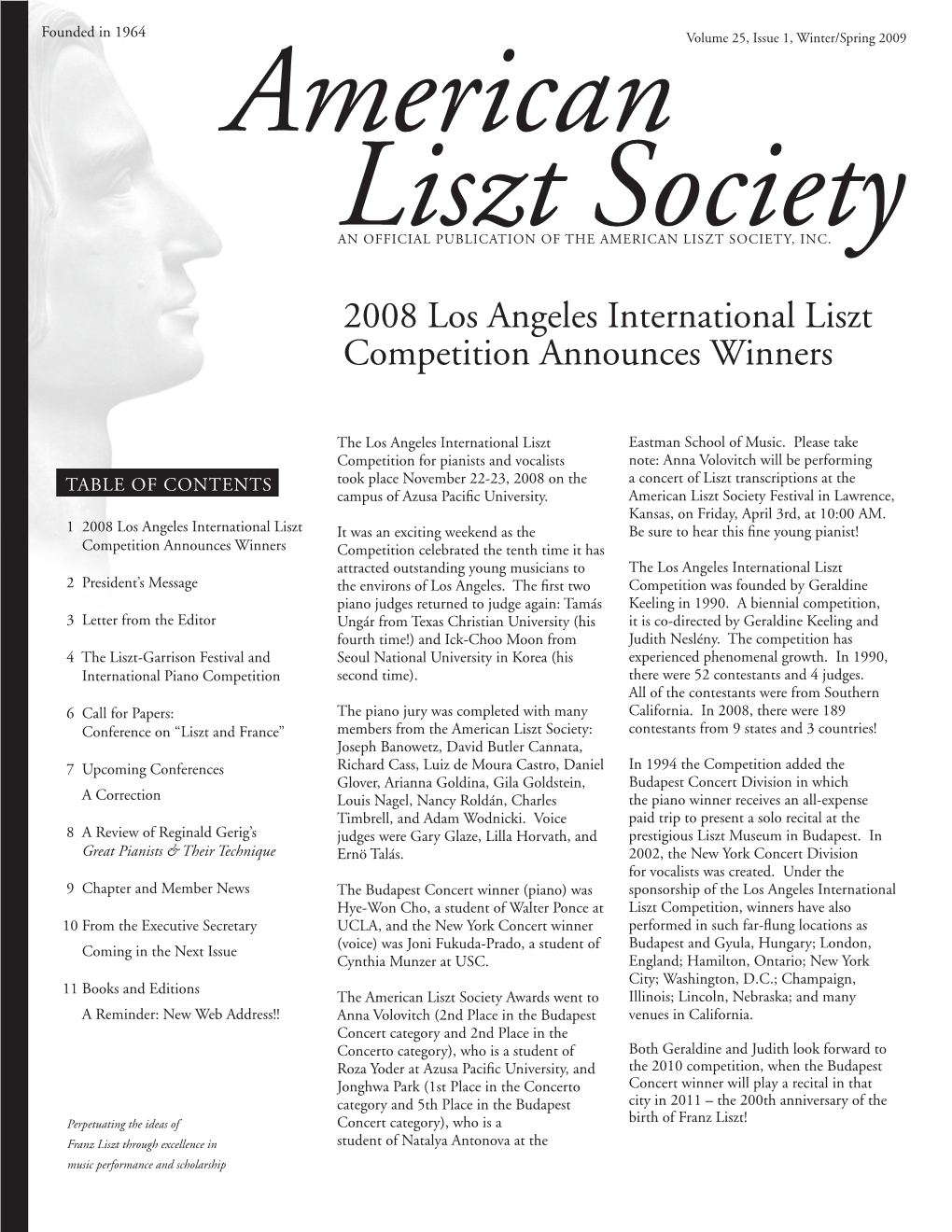 2008 Los Angeles International Liszt Competition Announces Winners