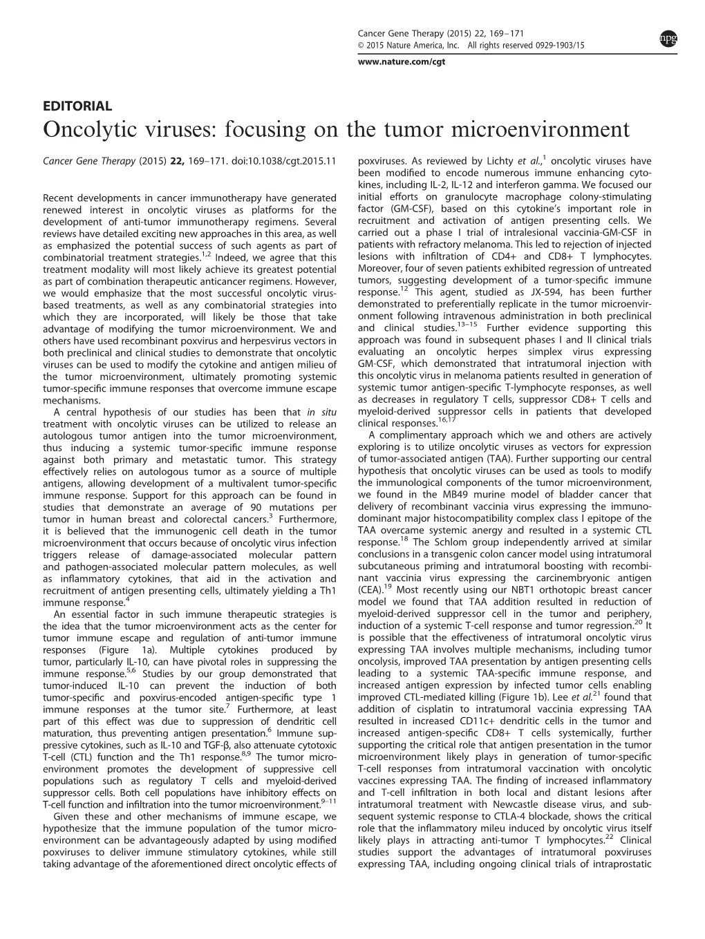 Oncolytic Viruses: Focusing on the Tumor Microenvironment