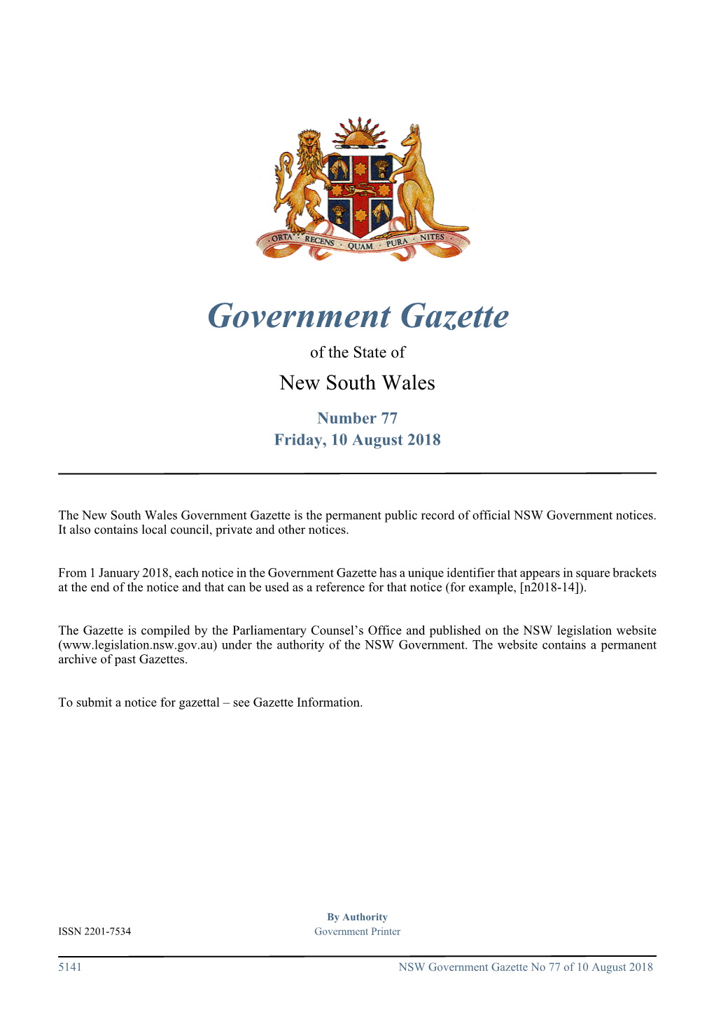 GOVERNMENT GAZETTE – 10 August 2018