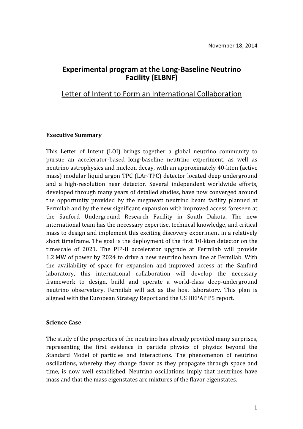 Experimental Program at the Long-Baseline Neutrino Facility (ELBNF)