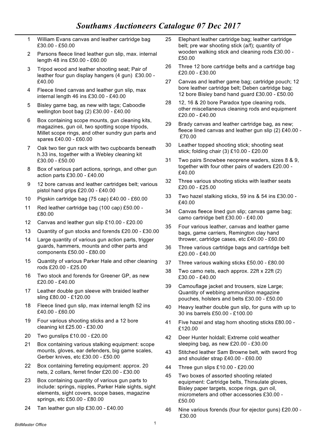 Southams Auctioneers Catalogue 07 Dec 2017