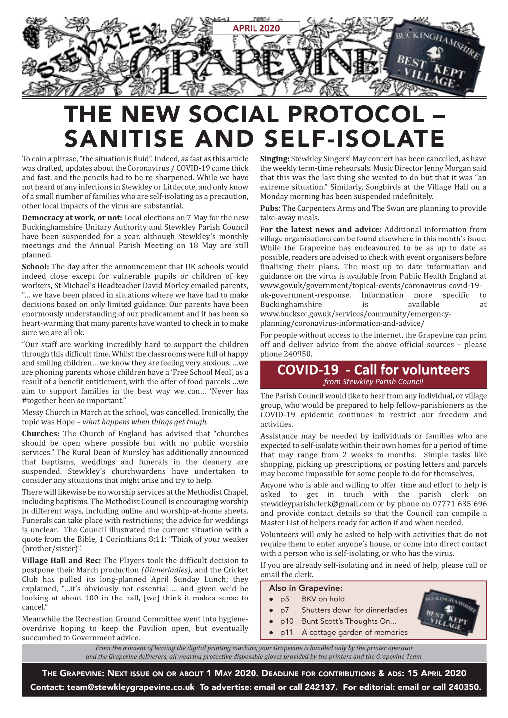 THE NEW SOCIAL PROTOCOL – SANITISE and SELF-ISOLATE to Coin a Phrase, “The Situation Is Fluid”