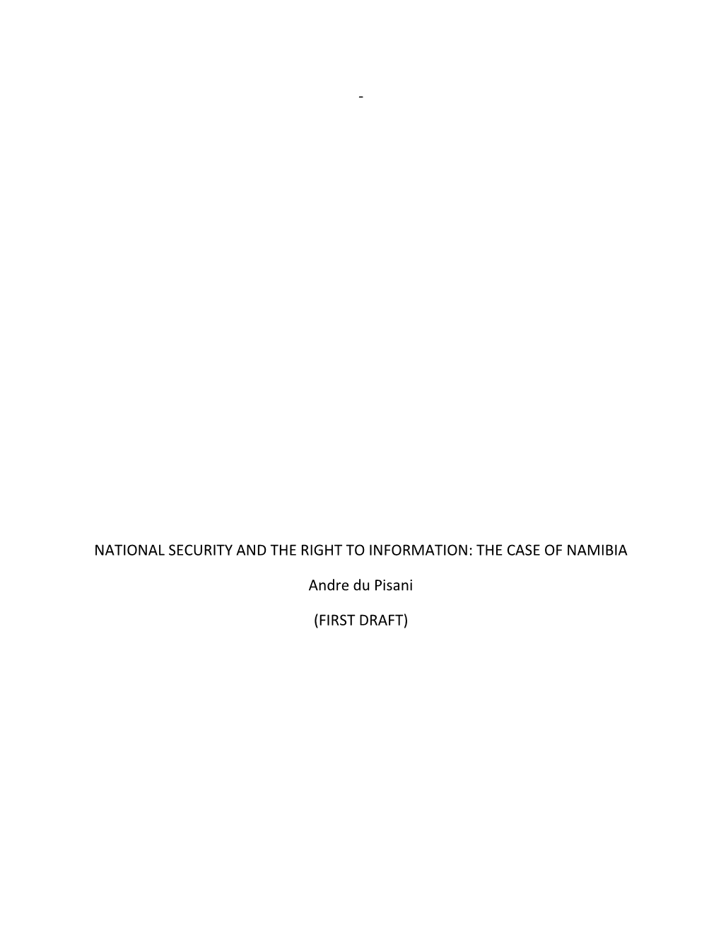 National Security and the Right to Information: the Case of Namibia
