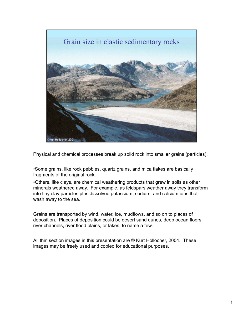 Grain Size Clastic in Sedimentary Rocks