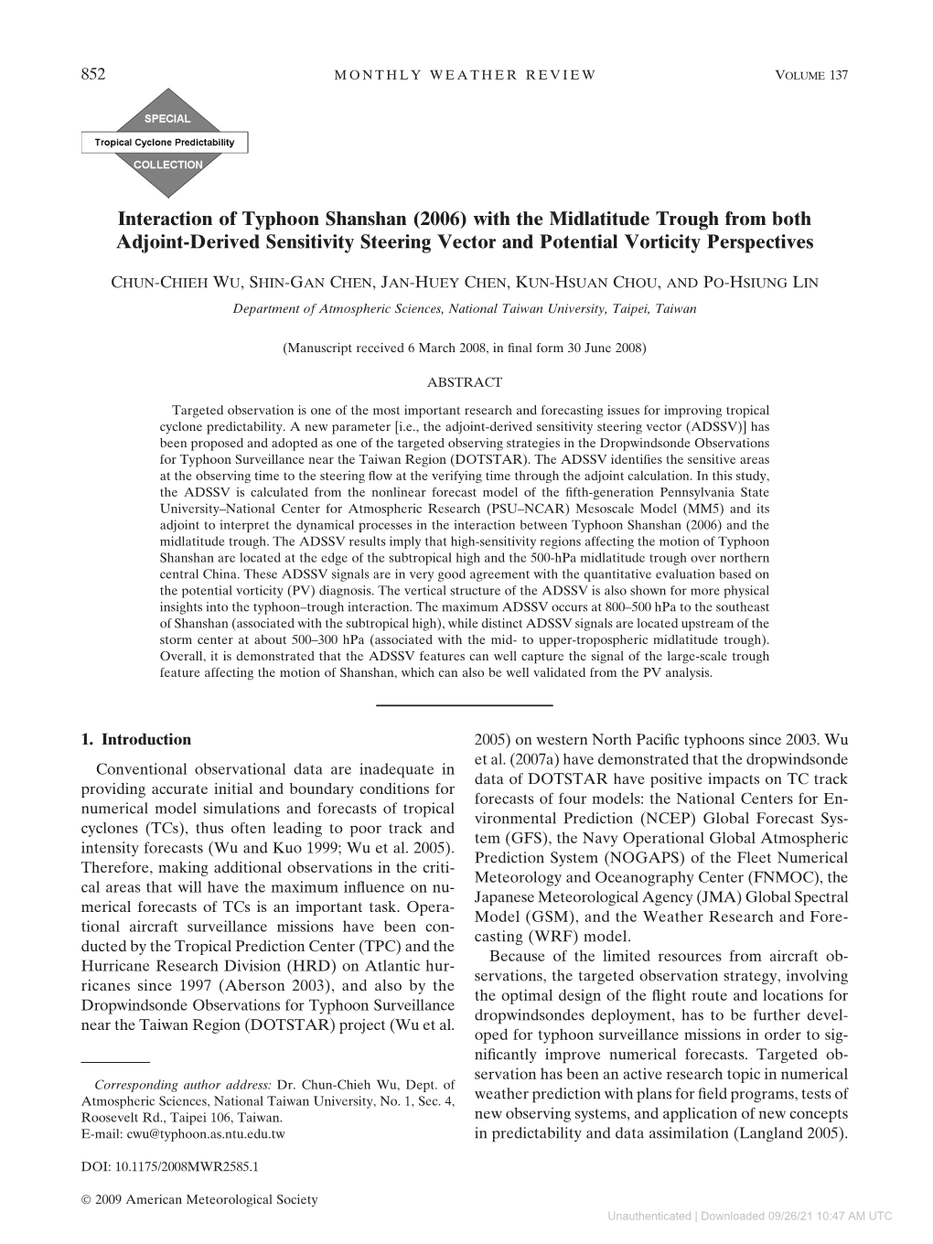 Interaction of Typhoon Shanshan (2006) with the Midlatitude Trough from Both Adjoint-Derived Sensitivity Steering Vector and Potential Vorticity Perspectives