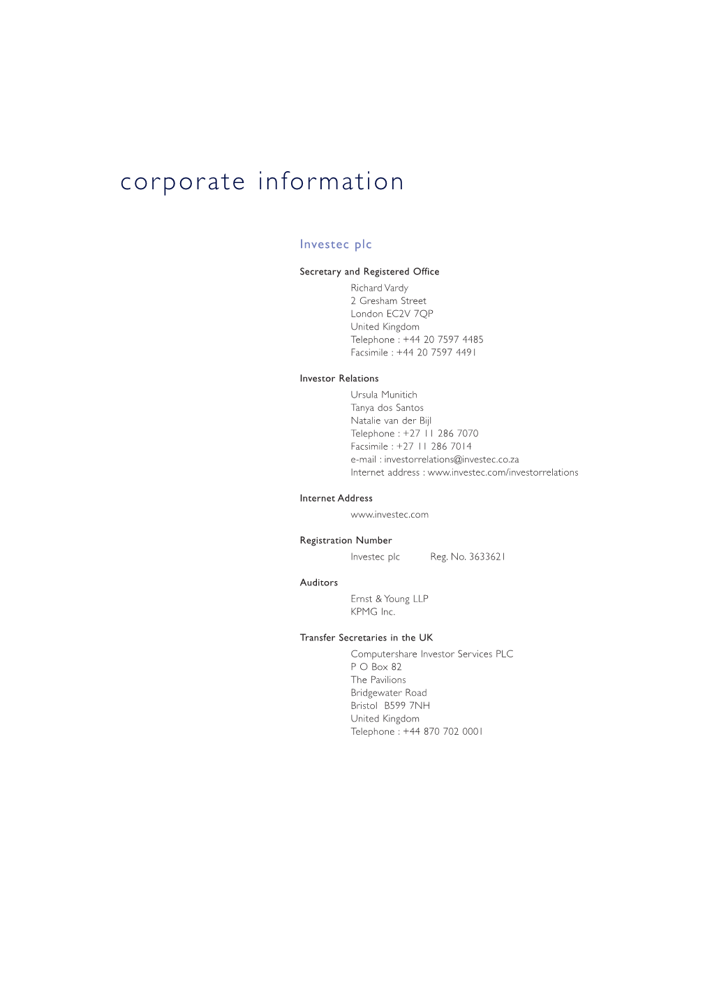 Corporate Information