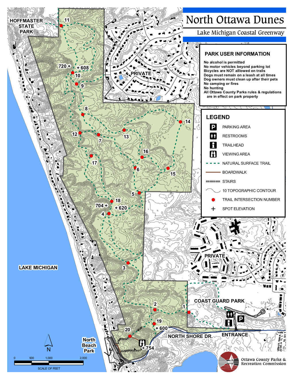 North Ottawa Dunes STATE !( PARK Lake Michigan Coastal Greenway