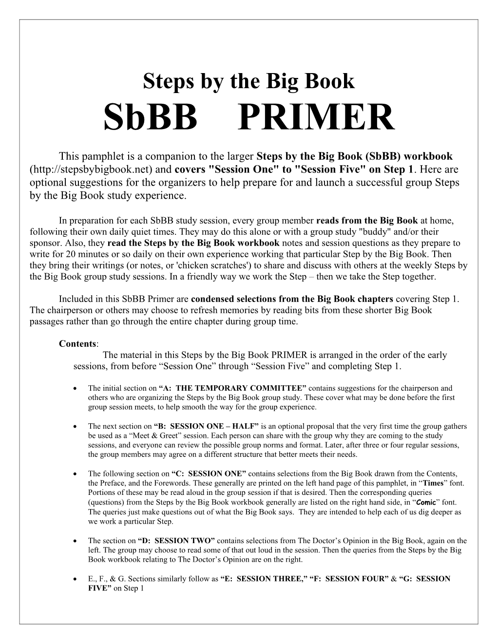 Steps by the Big Book PRIMER