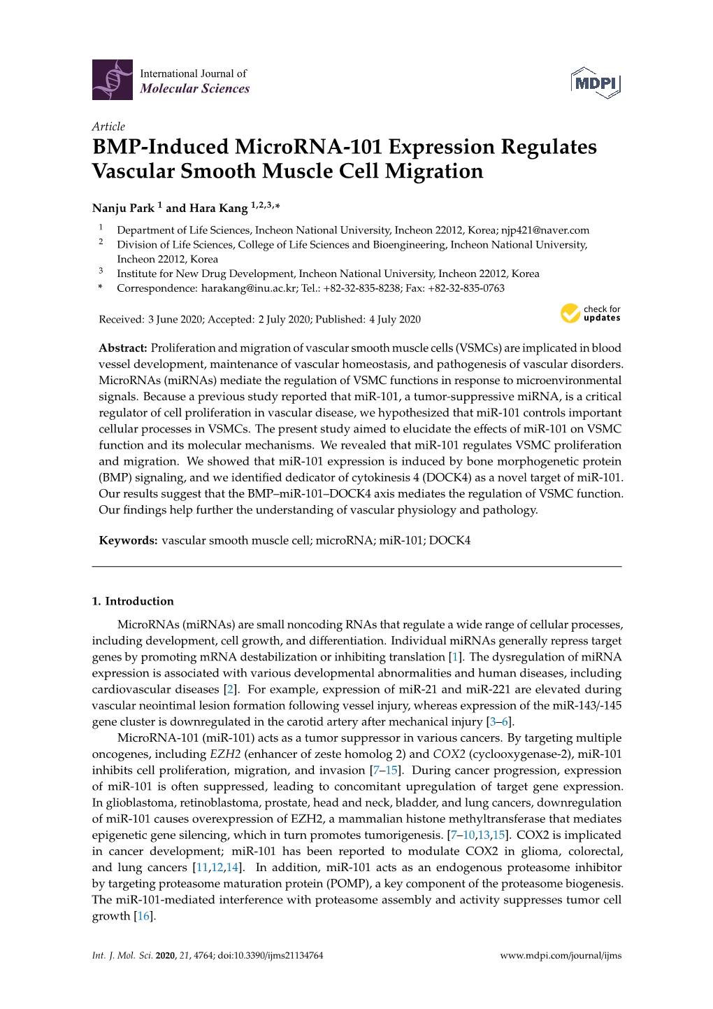 BMP-Induced Microrna-101 Expression Regulates Vascular Smooth Muscle Cell Migration