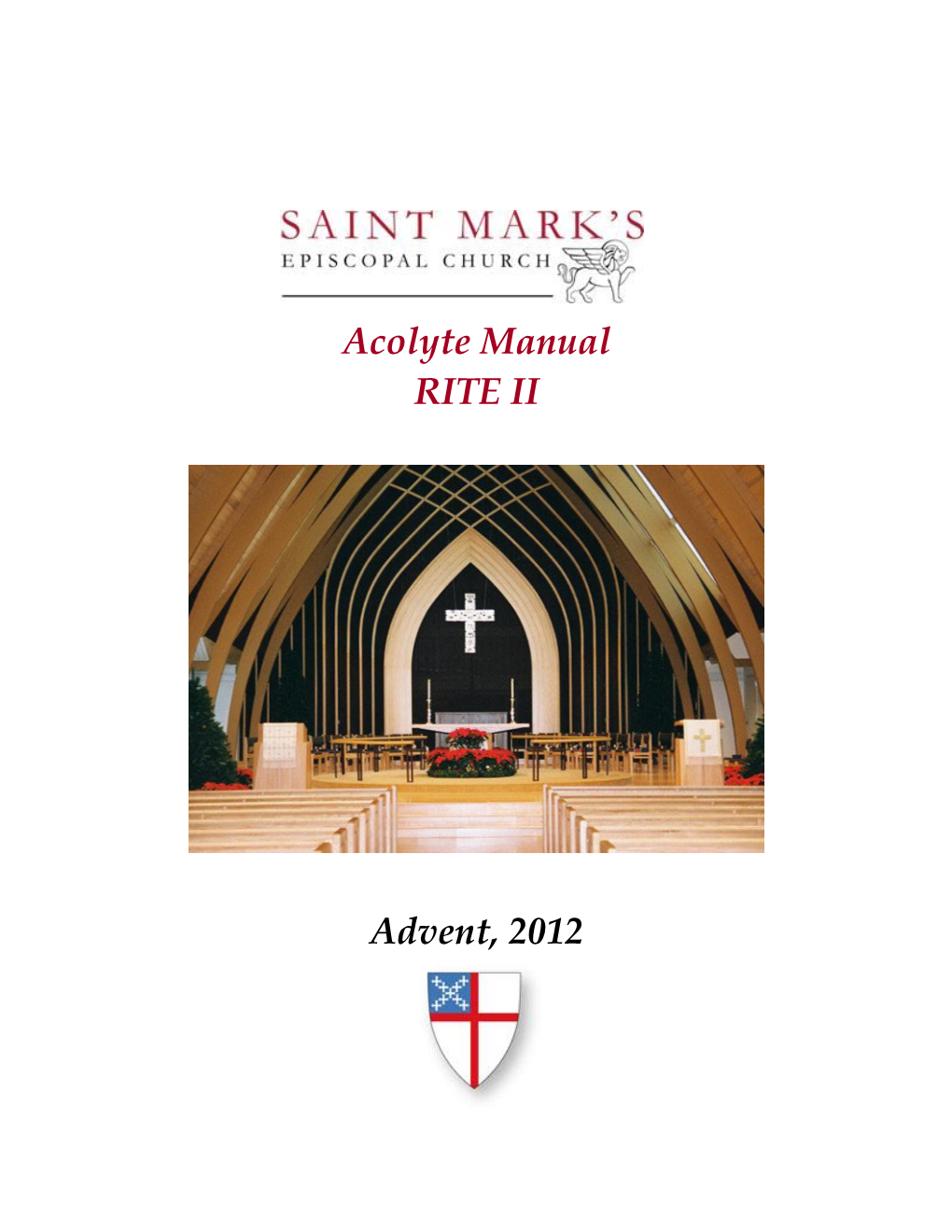 Acolyte Manual RITE II Advent, 2012