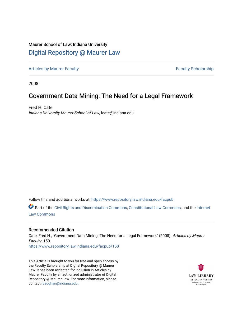 Government Data Mining: the Need for a Legal Framework