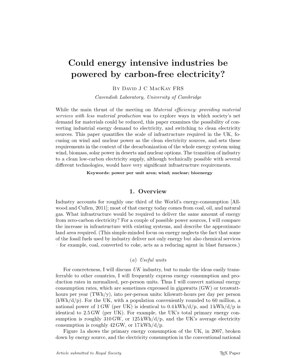 Could Energy Intensive Industries Be Powered by Carbon-Free Electricity?