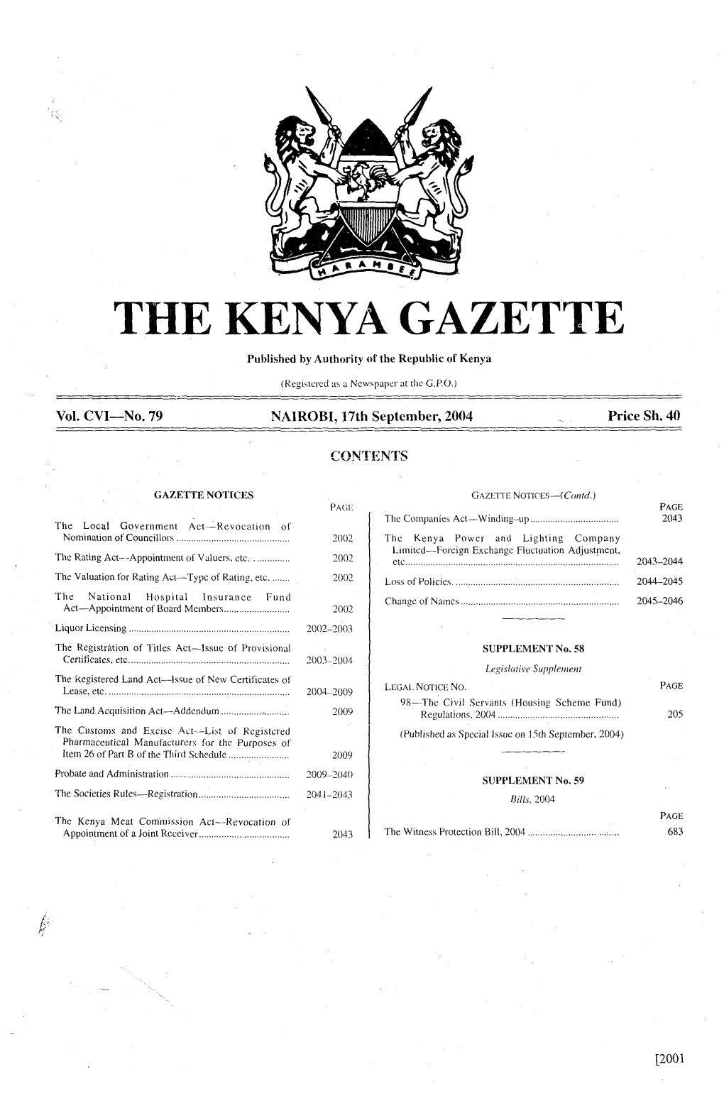 Thf Kenya Gazette