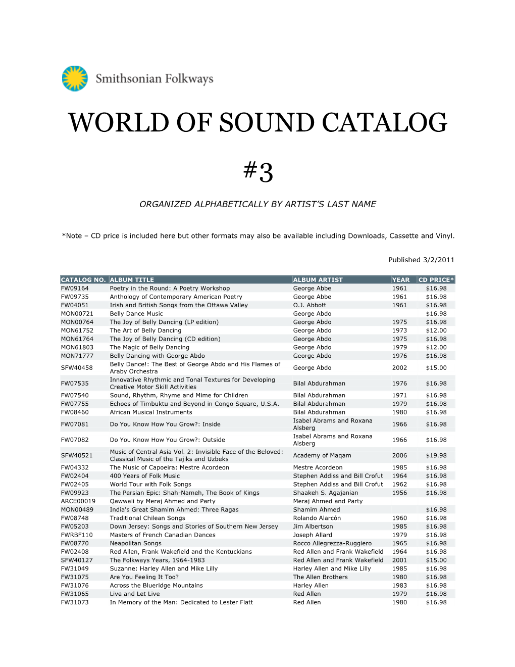 World of Sound Catalog #3