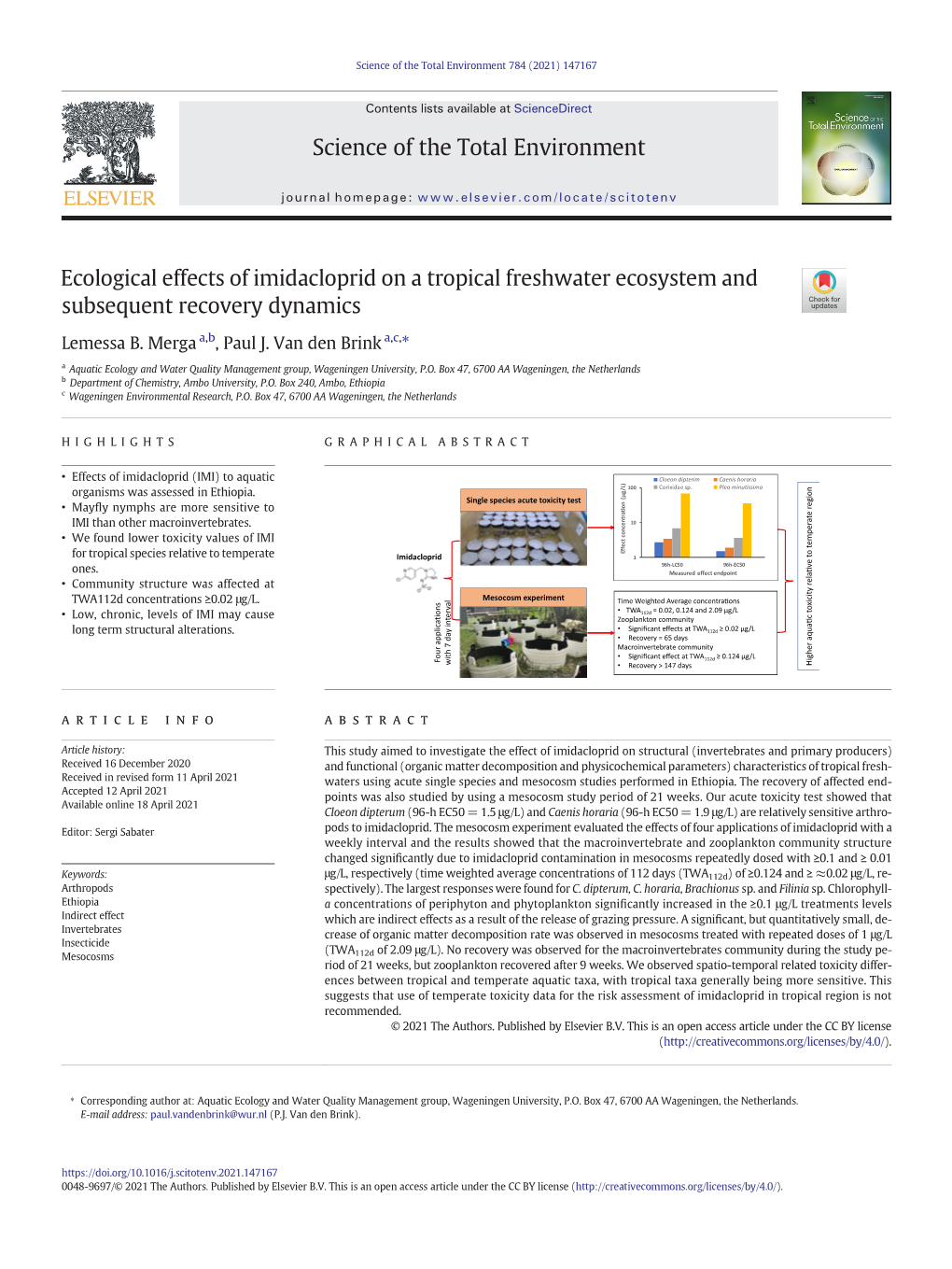 Ecological Effects of Imidacloprid on a Tropical Freshwater Ecosystem and Subsequent Recovery Dynamics