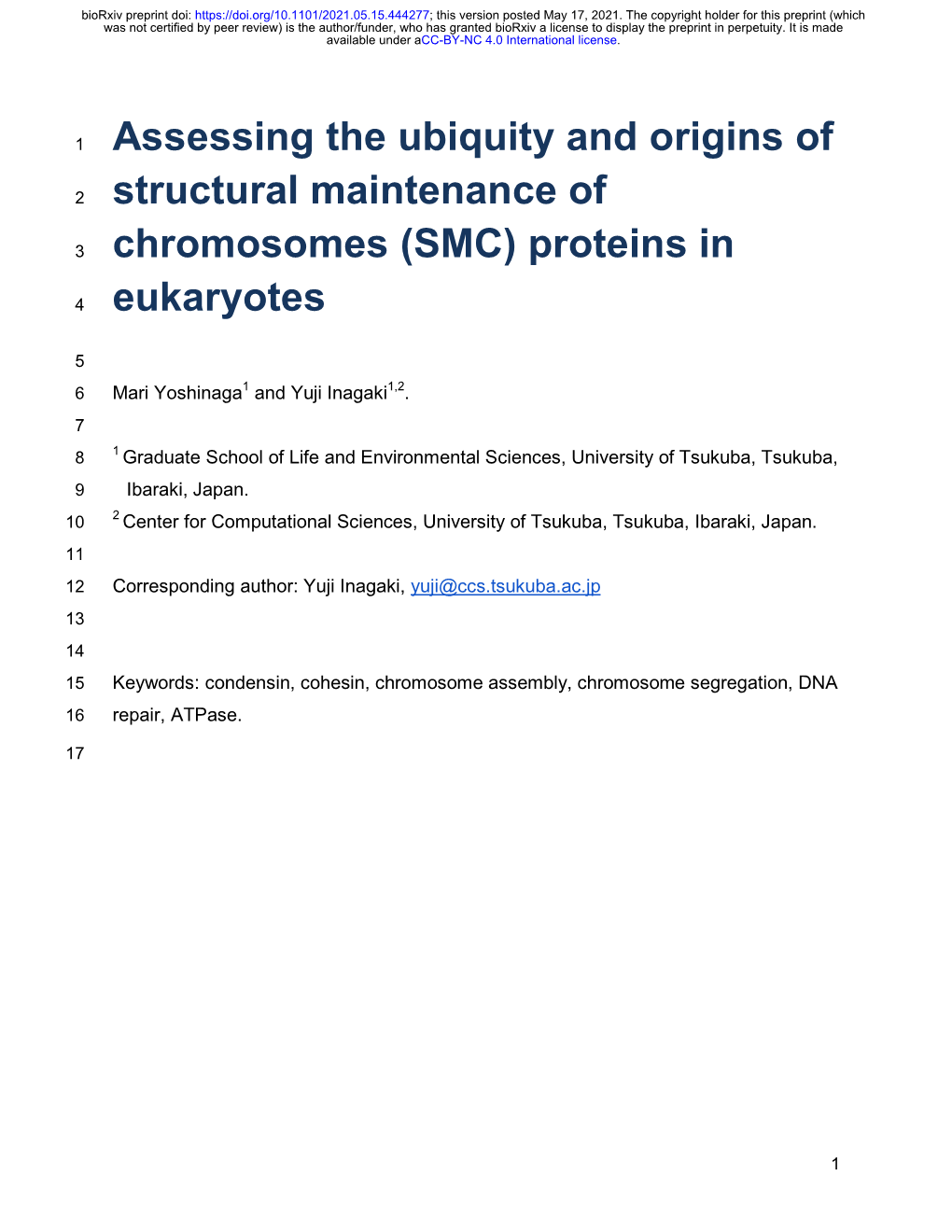 (SMC) Proteins in Eukaryotes