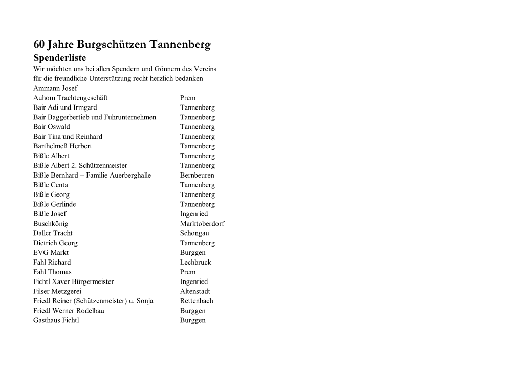 60 Jahre Burgschützen Tannenberg