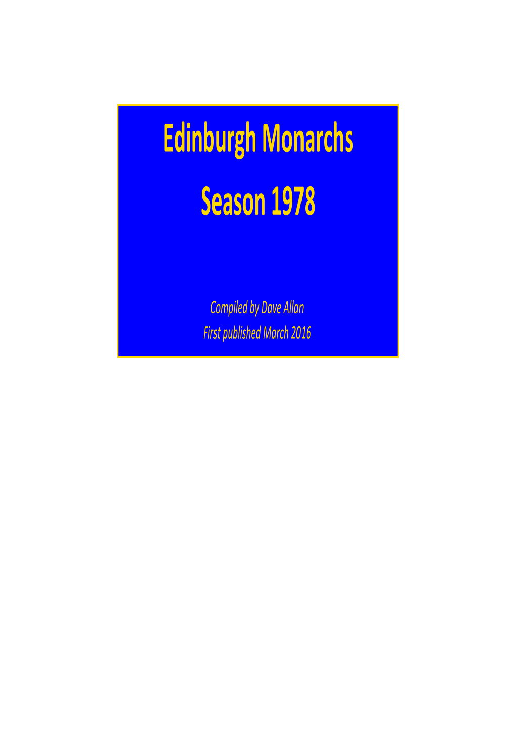 Edinburgh Monarchs Season 1978