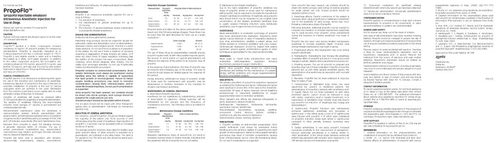 Propoflo Dose with Propofol, May Be Required to Complete the Transition to Discarded Within 6 Hours