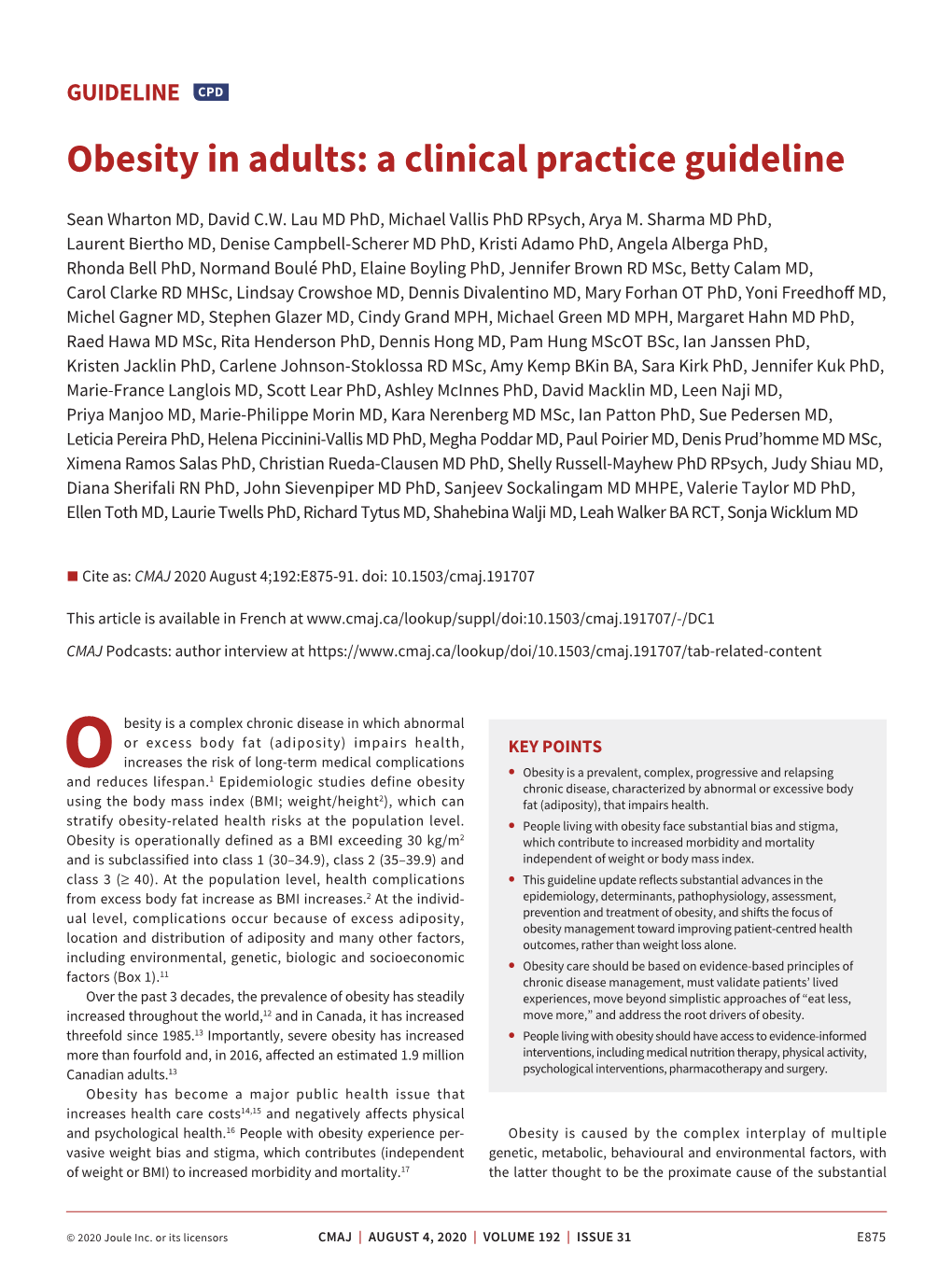 Obesity in Adults: a Clinical Practice Guideline