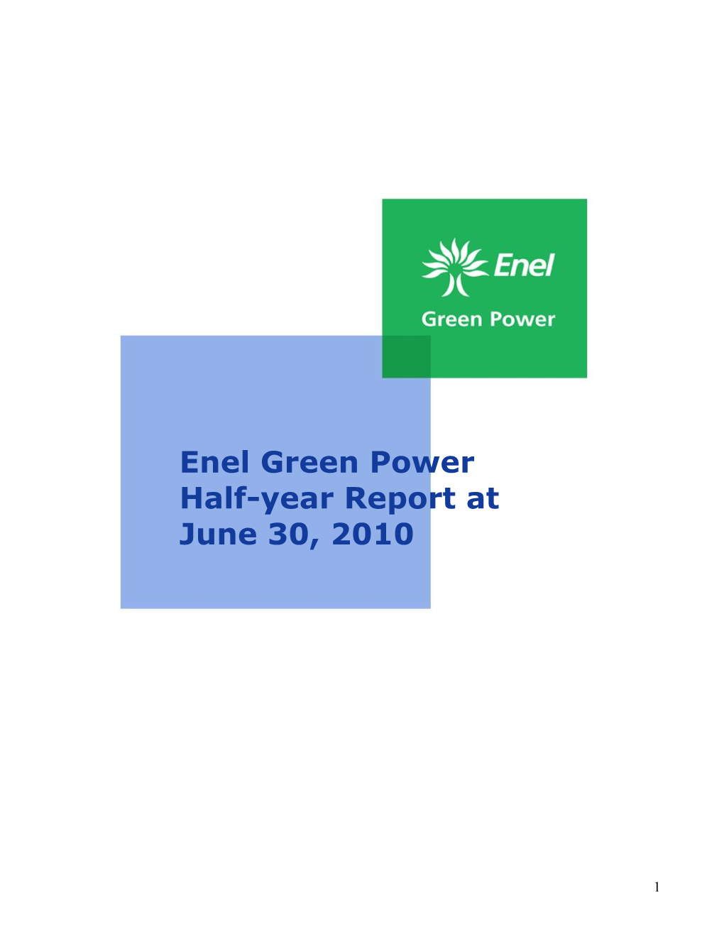Half-Year Financial Report at June 30, 2010 of Enel Green Power Group
