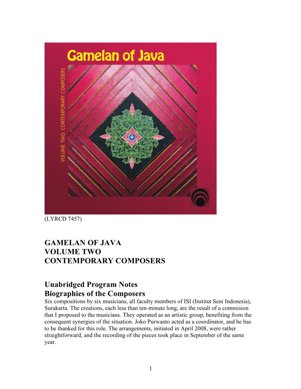 7457 Gamelan of Java Vol 2