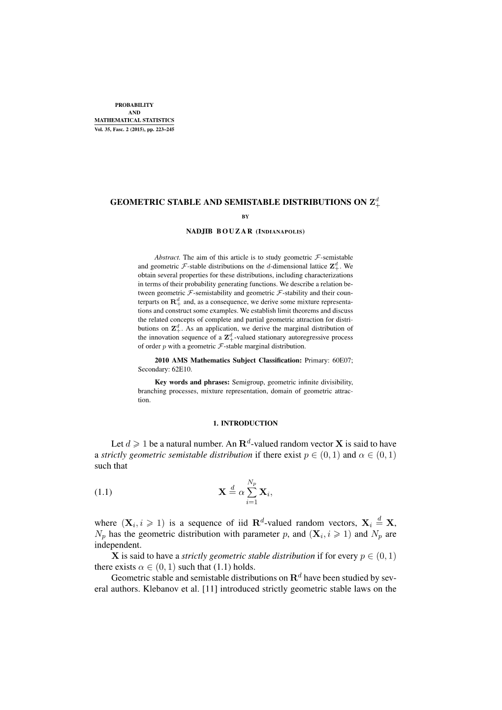 Geometric Stable and Semistable Distributions on Z+