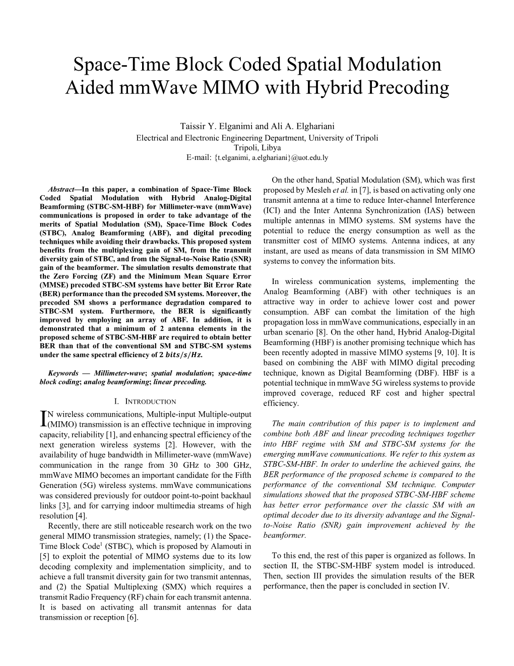 Space-Time Block Coded Spatial Modulation Aided Mmwave MIMO with Hybrid Precoding