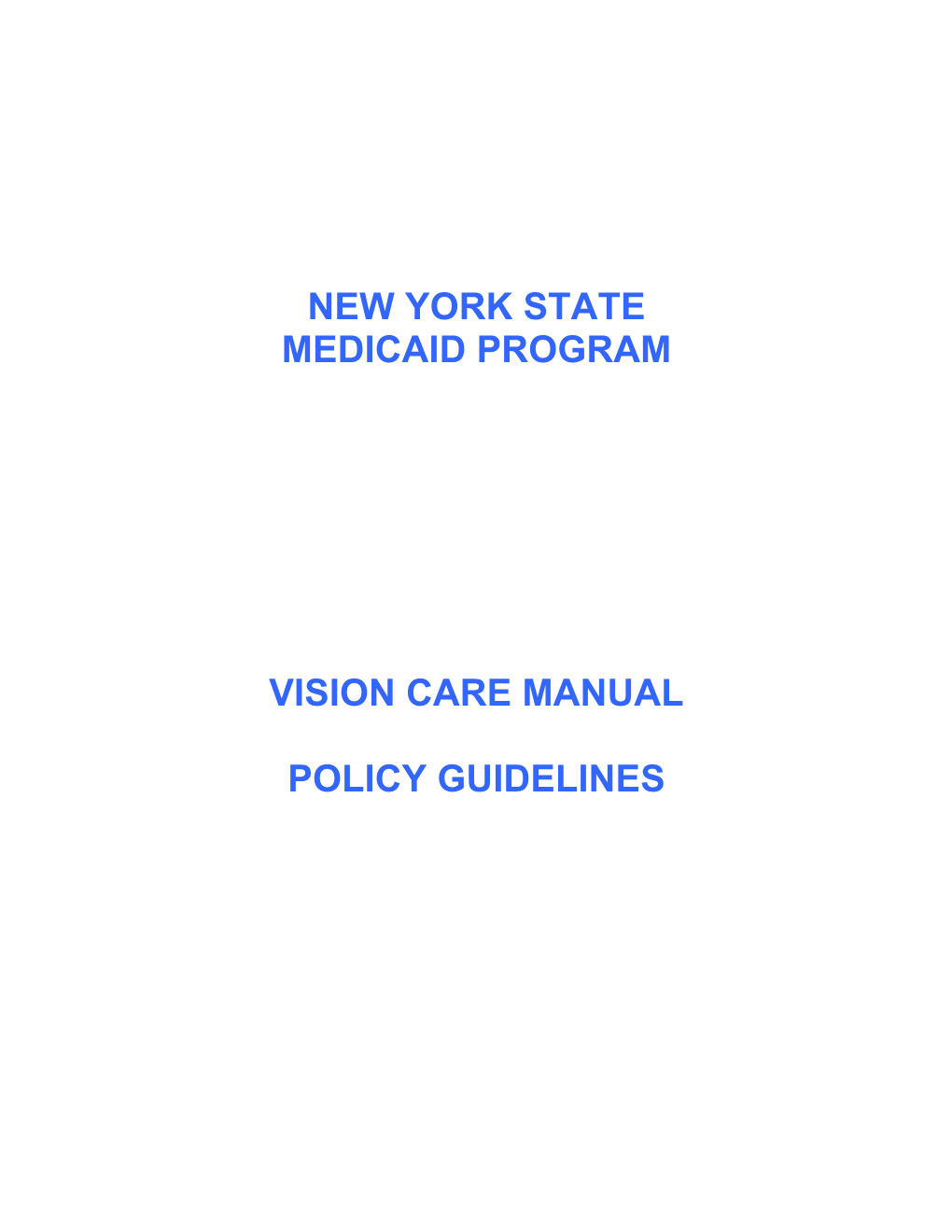 New York State Medicaid Program Vision