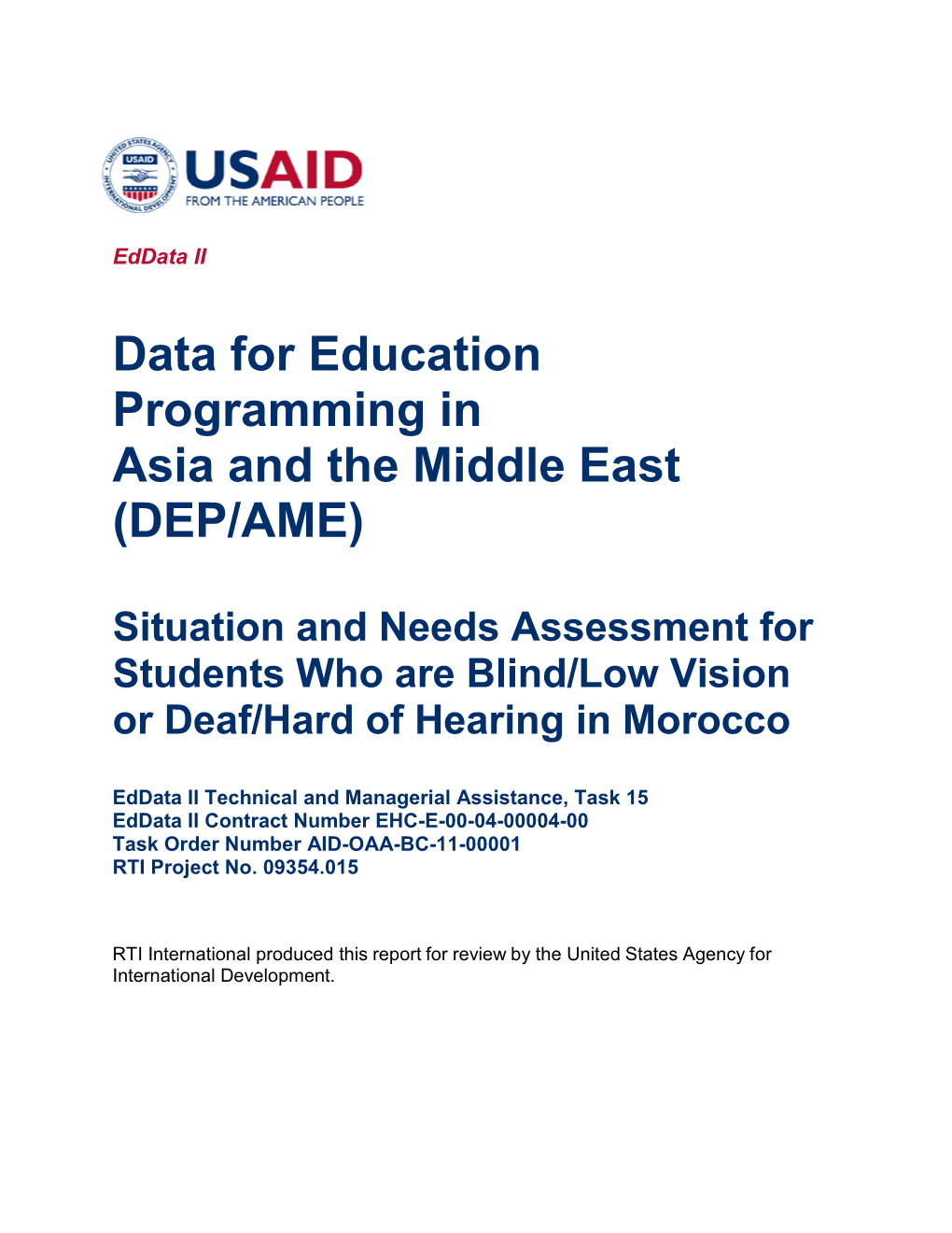 Data for Education Programming in Asia and the Middle East (DEP/AME)