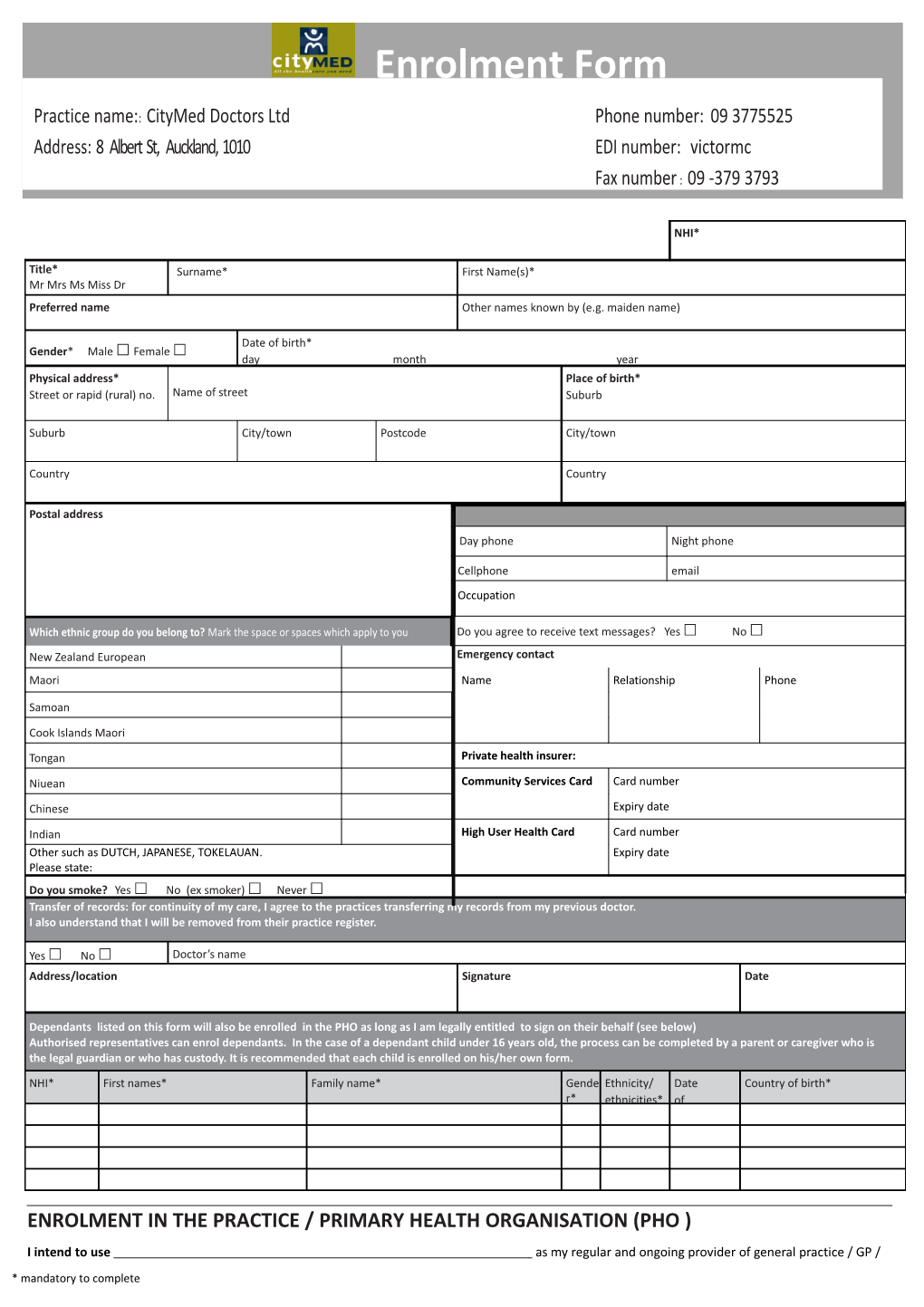 ENROLMENT FORM Page 2