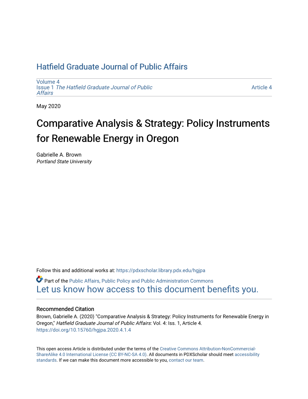 Policy Instruments for Renewable Energy in Oregon