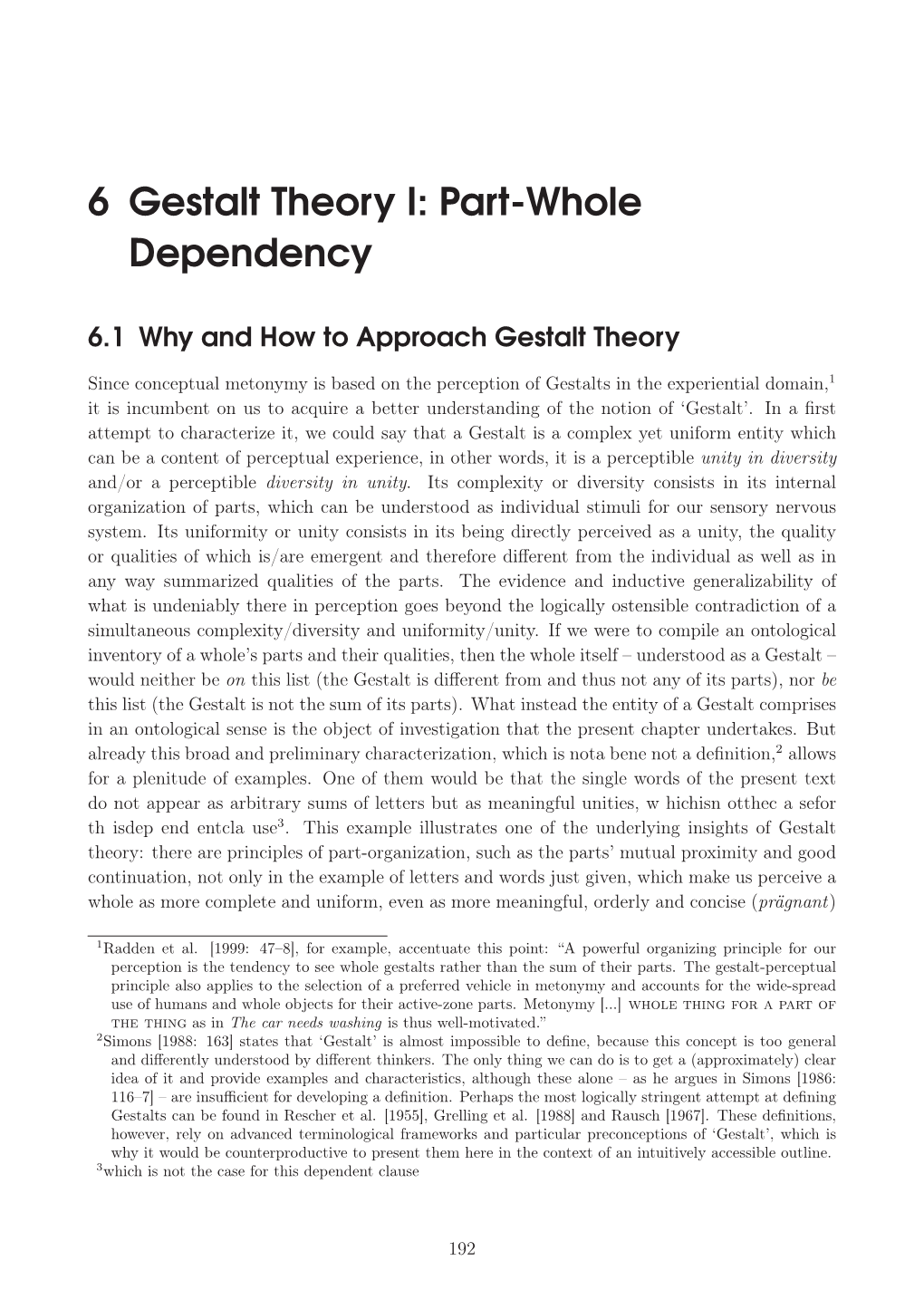 6 Gestalt Theory I: Part-Whole Dependency