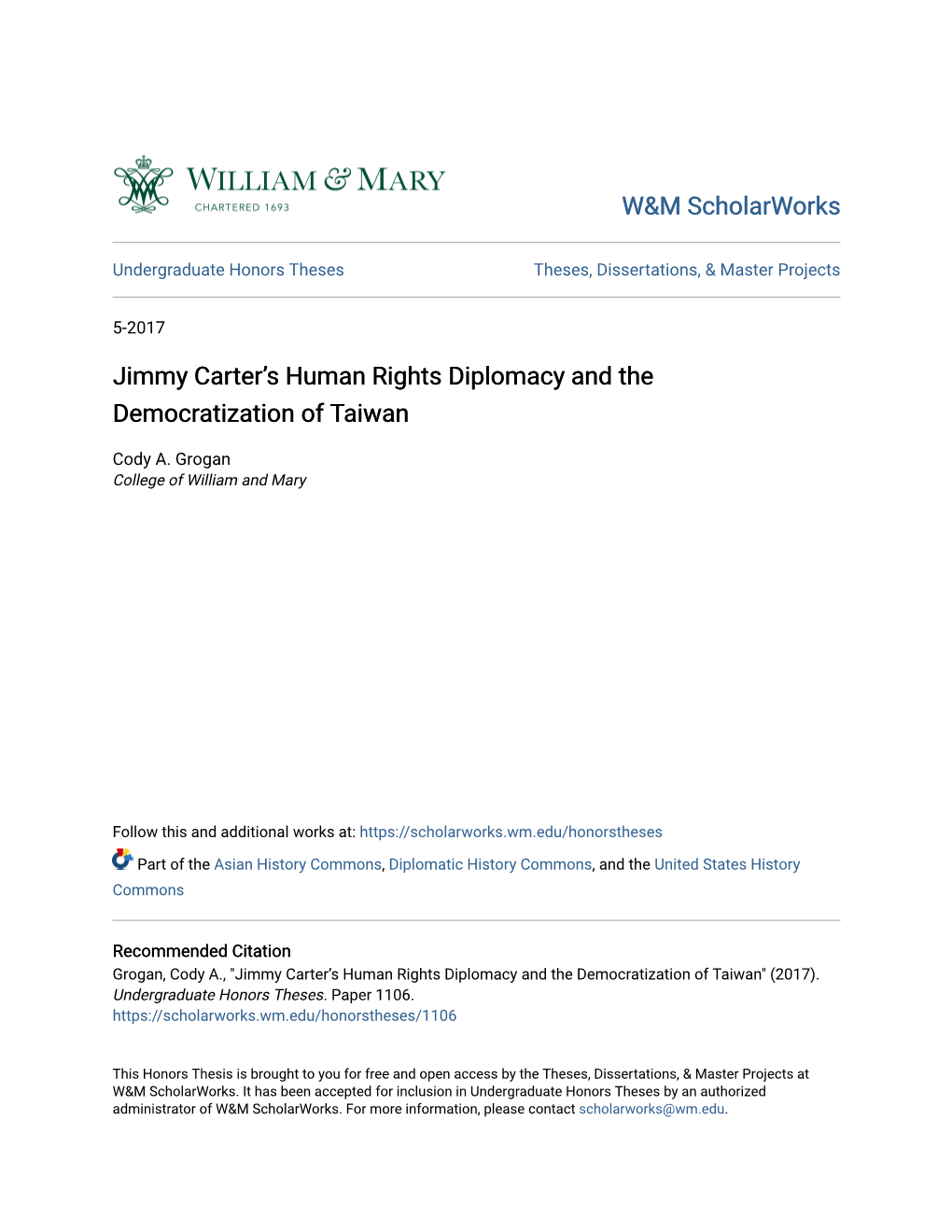 Jimmy Carterâ•Žs Human Rights Diplomacy and the Democratization
