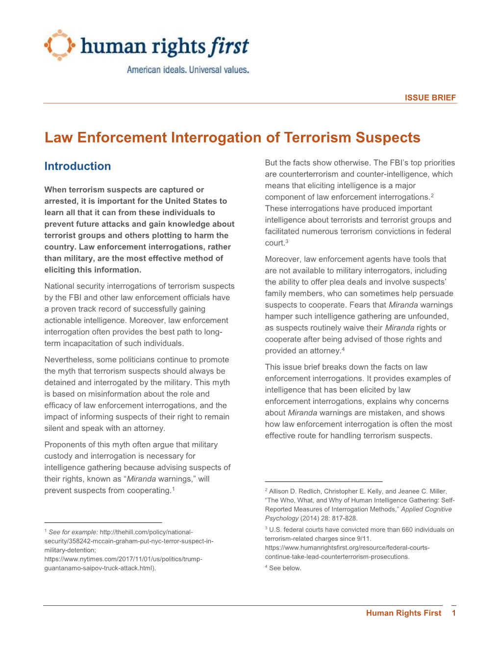 Law Enforcement Interrogation of Terrorism Suspects