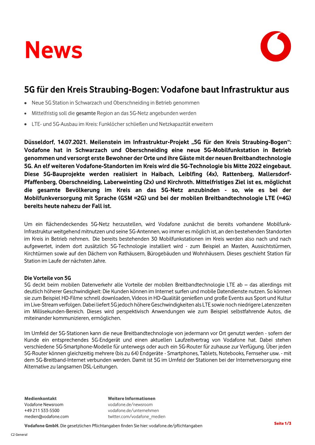 5G Für Den Kreis Straubing-Bogen: Vodafone Baut