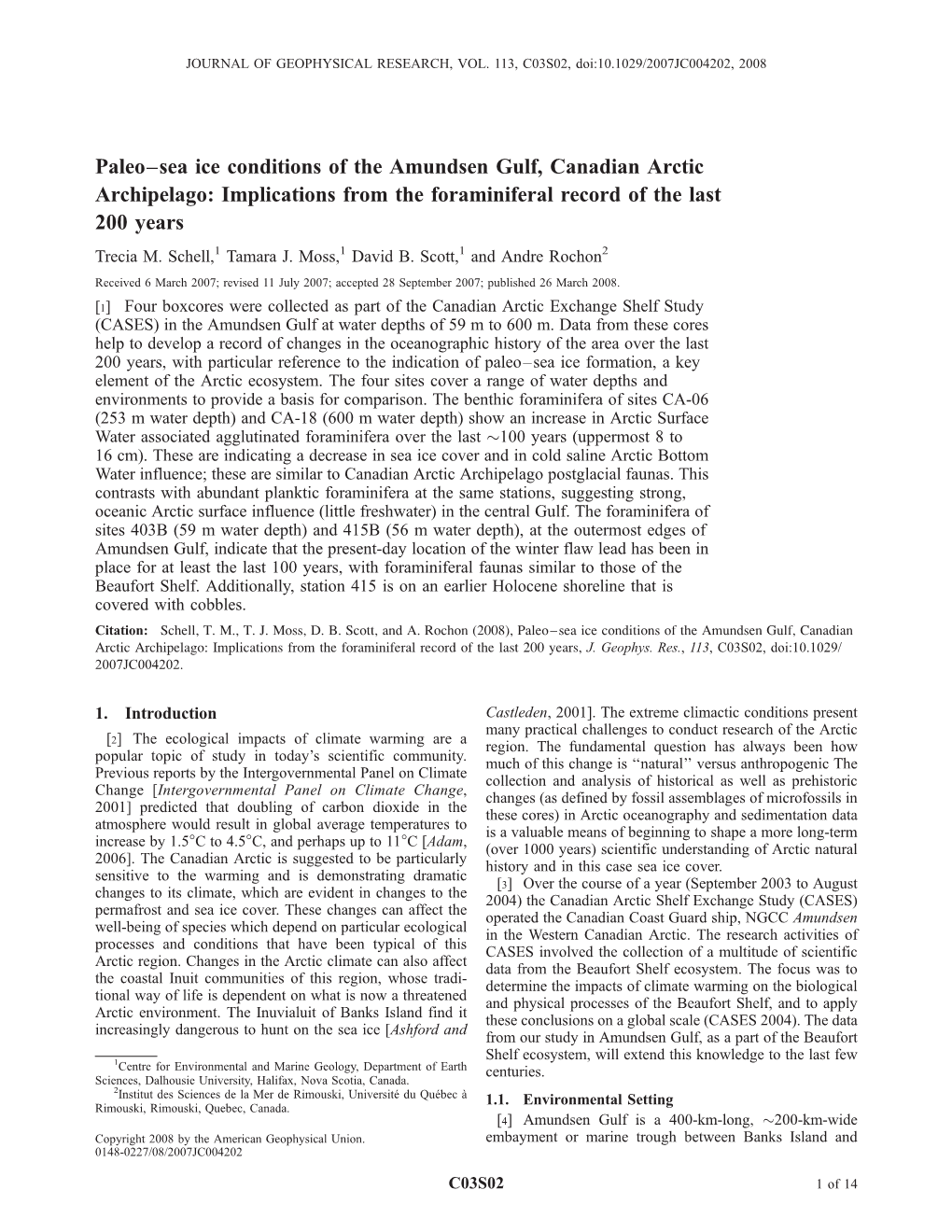 Paleosea Ice Conditions of the Amundsen Gulf