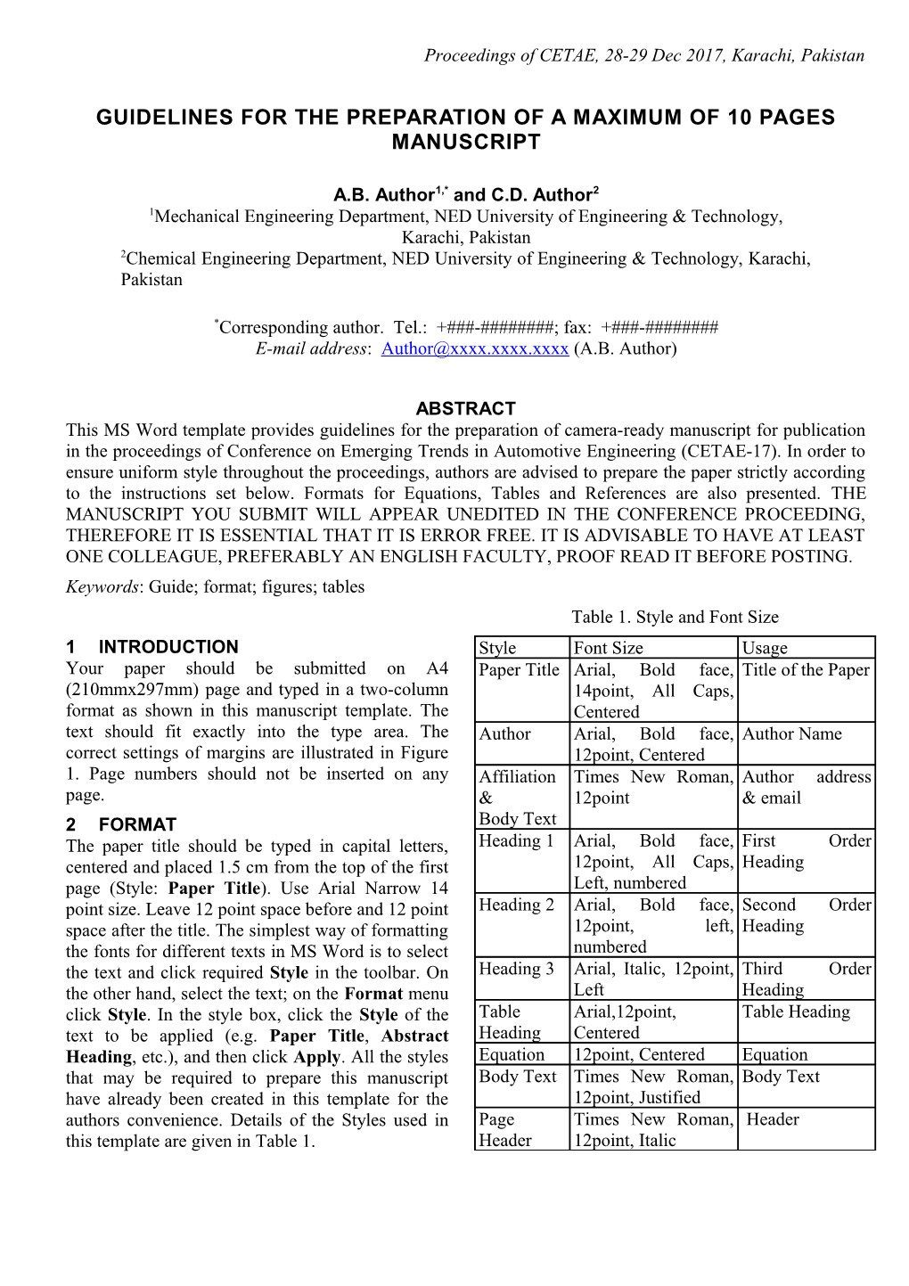 Guidelines for the Preparation of Manuscript for Ampt2003