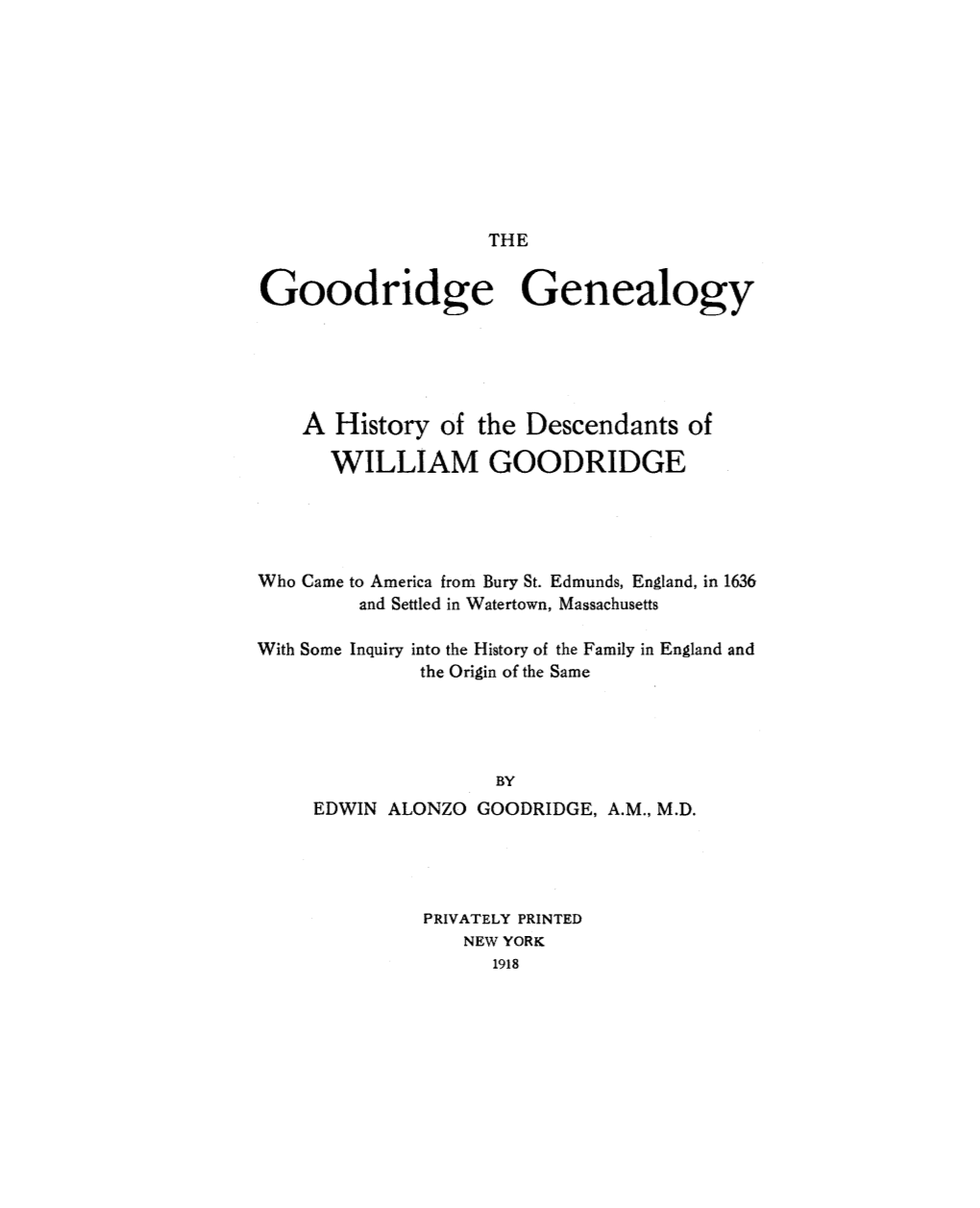 Goodridge Genealogy