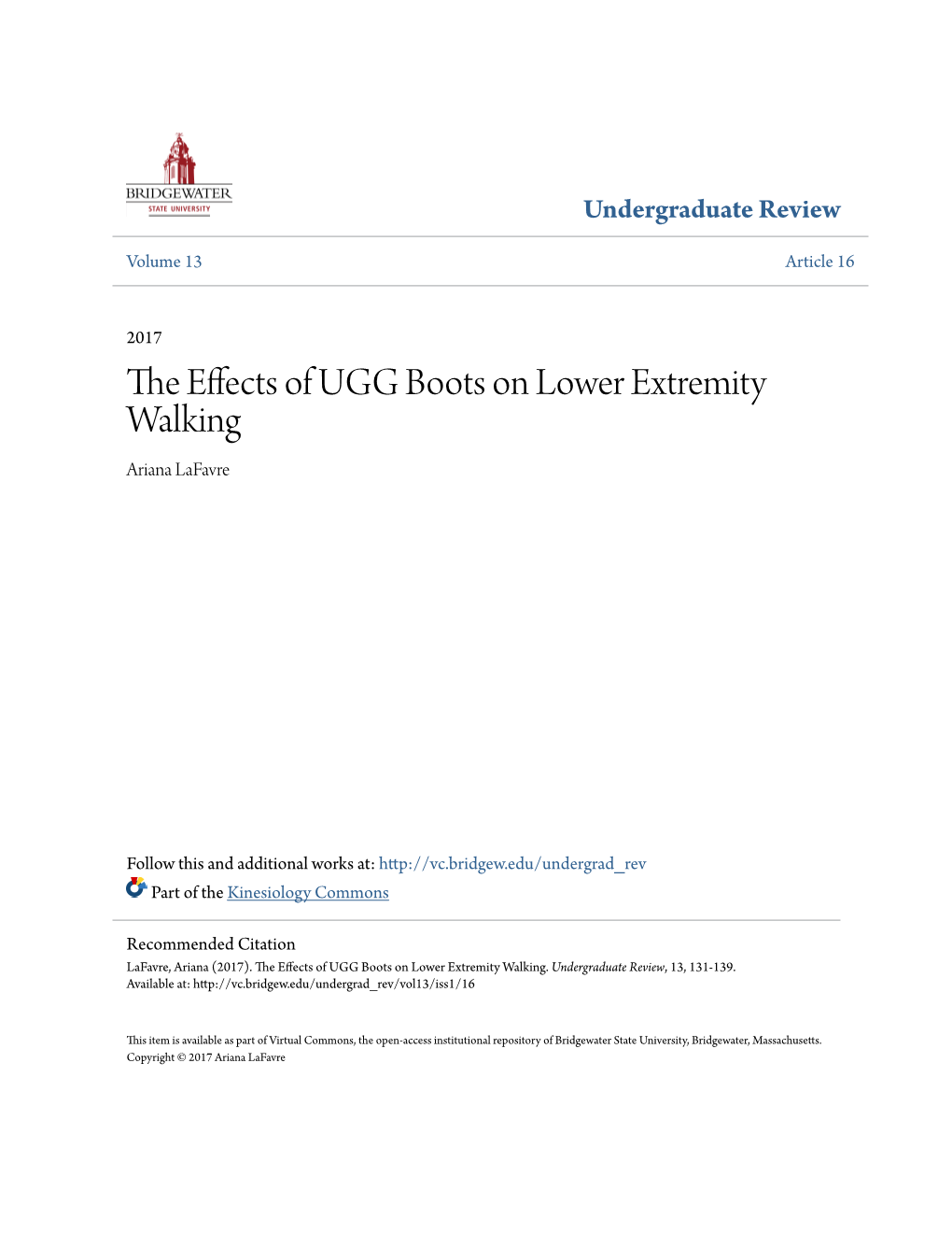 The Effects of UGG Boots on Lower Extremity Walking