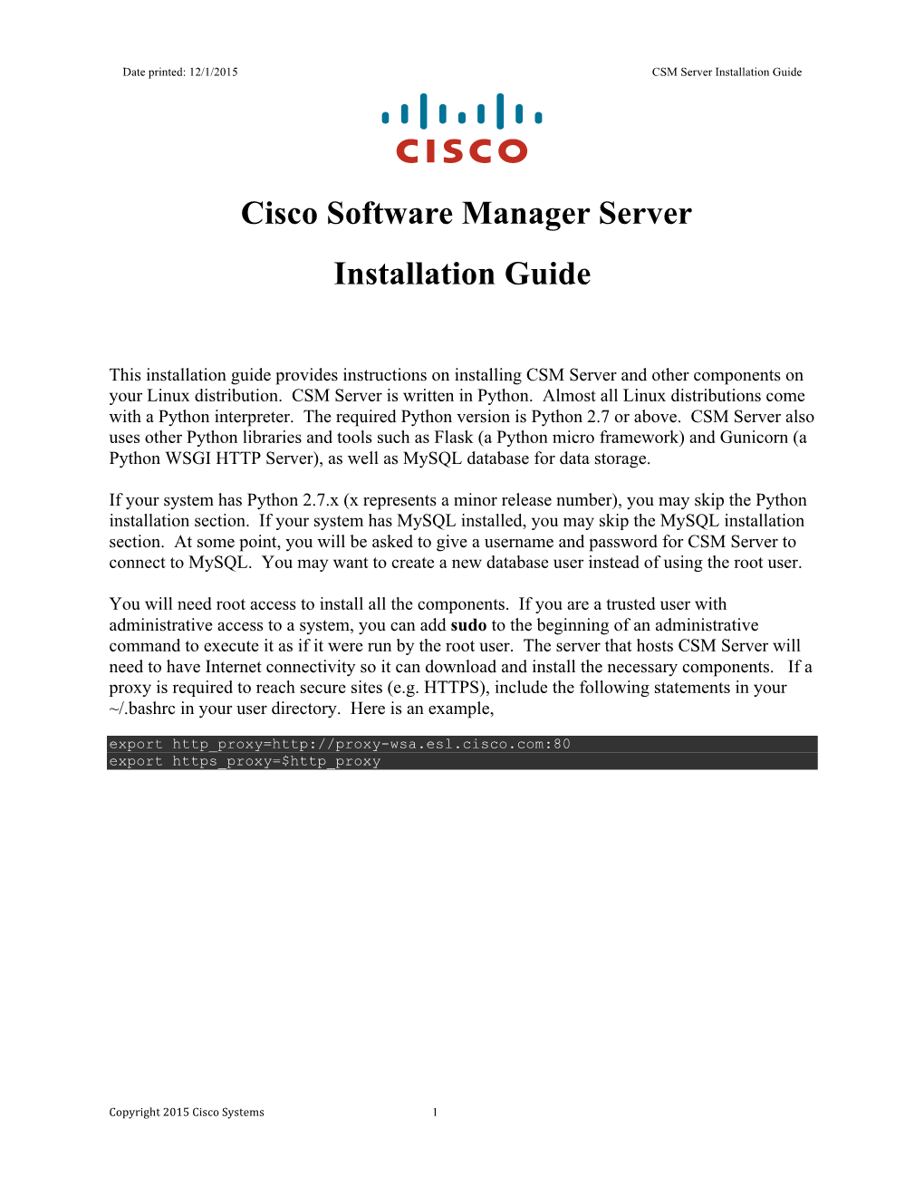 Cisco Software Manager Server Installation Guide
