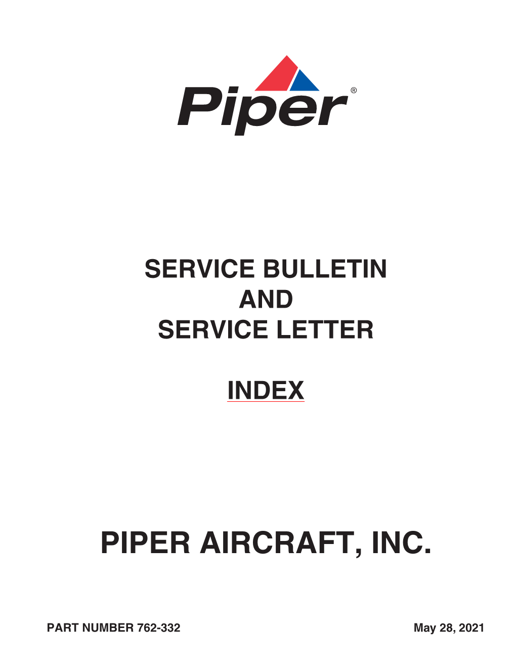 Service Bulletin and Service Letter Index