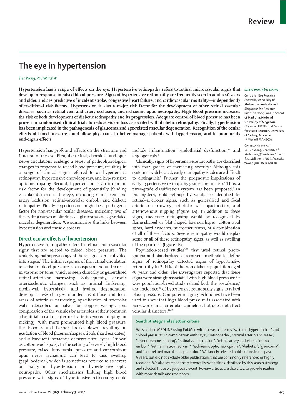 Review the Eye in Hypertension