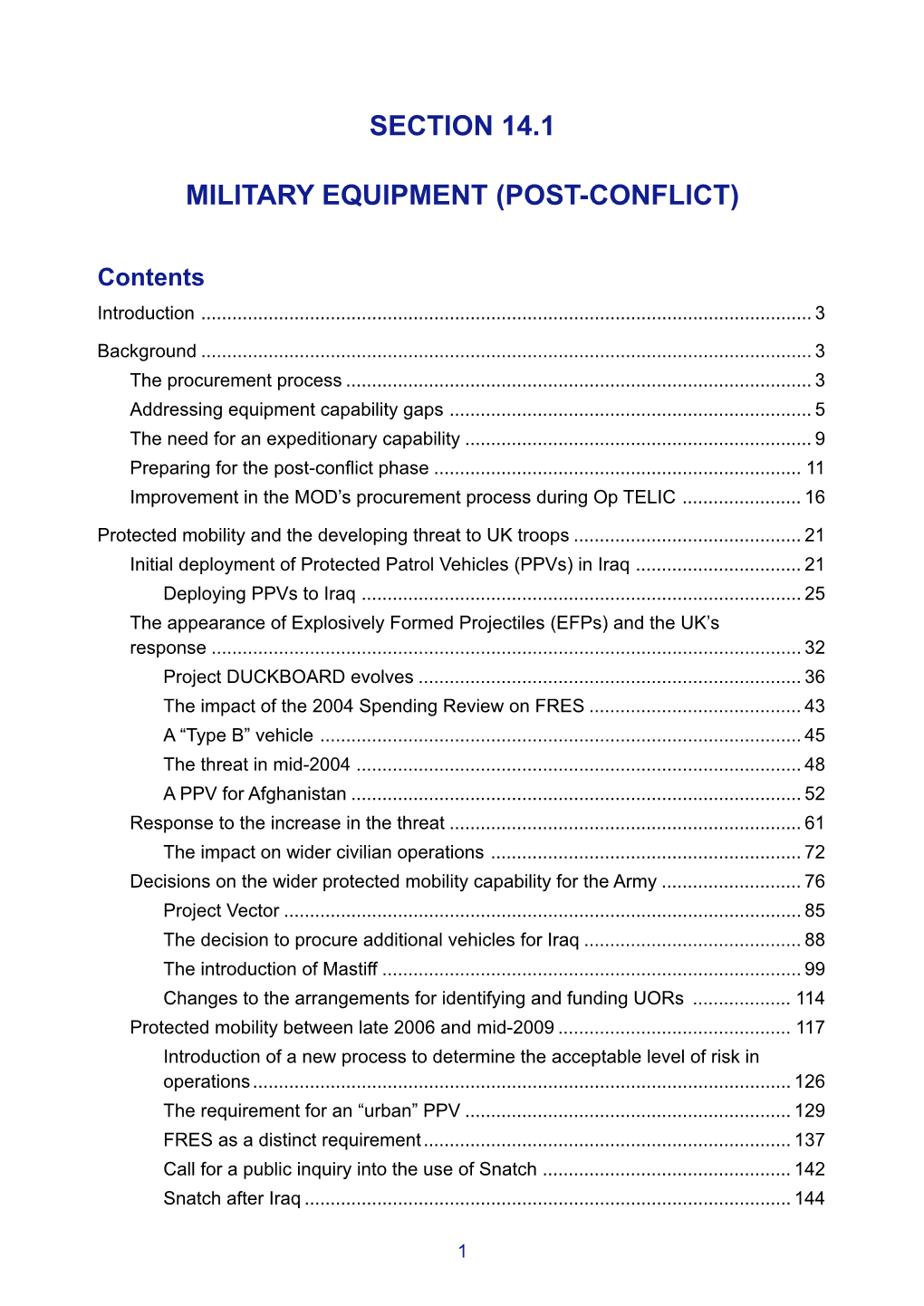 Section 14.1 Military Equipment