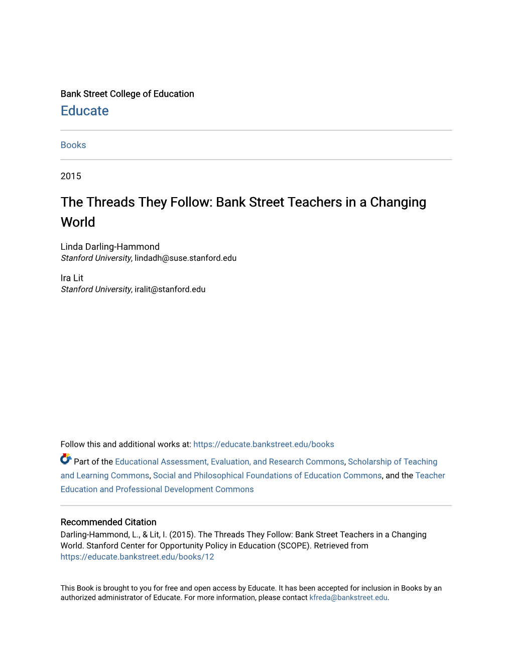 Bank Street Teachers in a Changing World