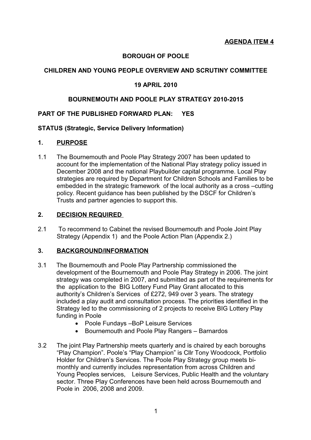 Bournemouth and Poole Play Strategy 2010-2015