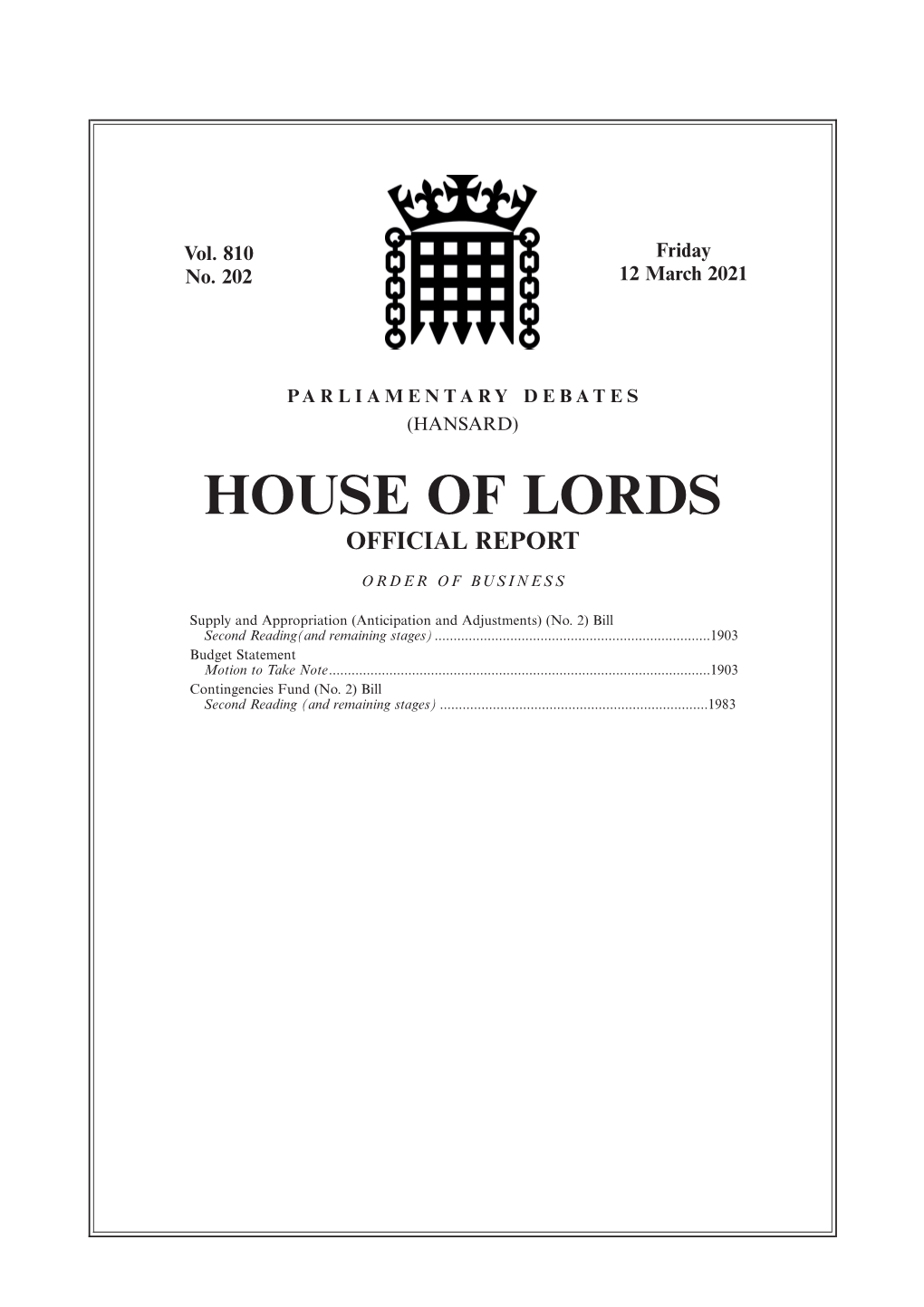 House of Lords Official Report