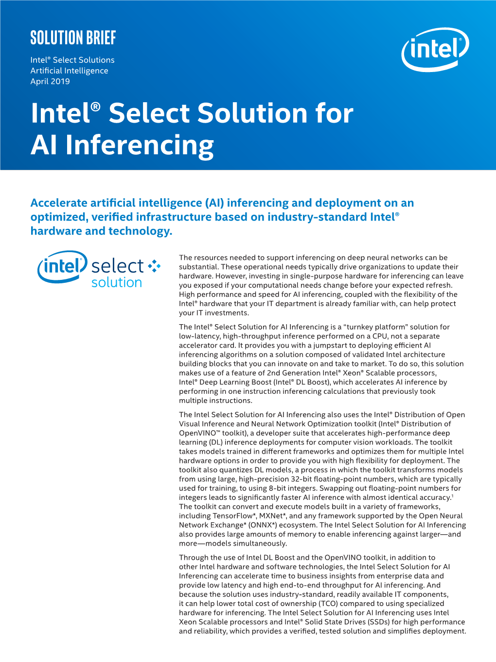 Intel® Select Solution for AI Inferencing