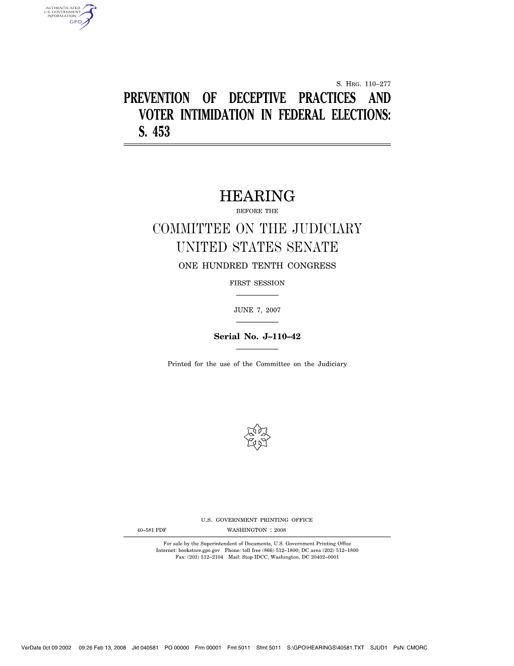 Prevention of Deceptive Practices and Voter Intimidation in Federal Elections: S